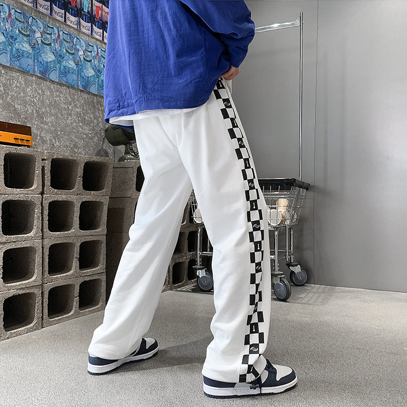 2026春季新款侧边棋盘格胶标休闲裤长裤XZ604-KP58-P55控68,男装休闲裤,星座604