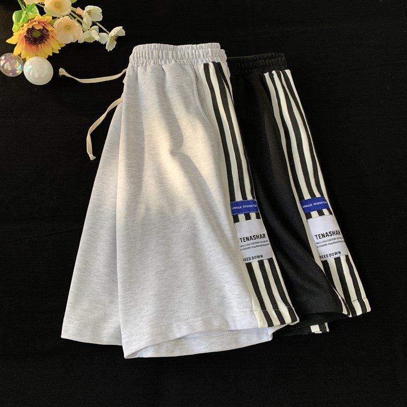 2026夏季新款三条杠贴标卫裤短裤四色平铺XZ604-KP63-P35控48,男装牛仔裤,星座604