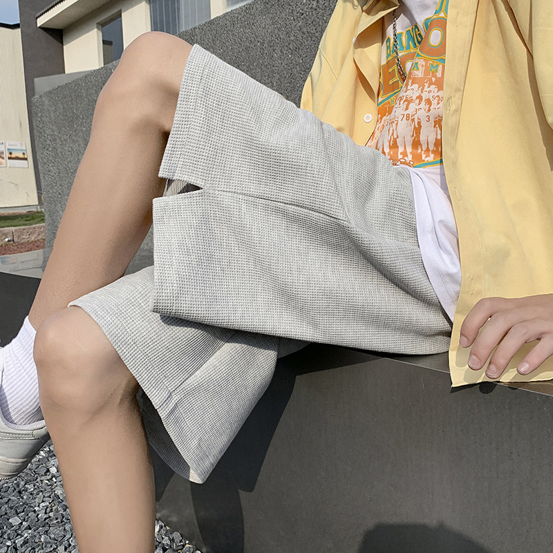 2026夏季自制华夫格贴袋开衩短裤XZ604-KP69-P30控39,男装牛仔裤,星座604