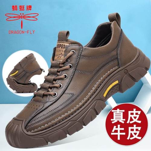 蜻蜓牌男鞋真皮新款马丁靴休闲鞋