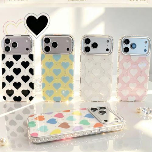 爱心镶嵌钻KEYICASE亮面IMD适用iphone苹果18promax轻奢感17pro小众16气质15高级14女生包相机ai键磁吸手机壳