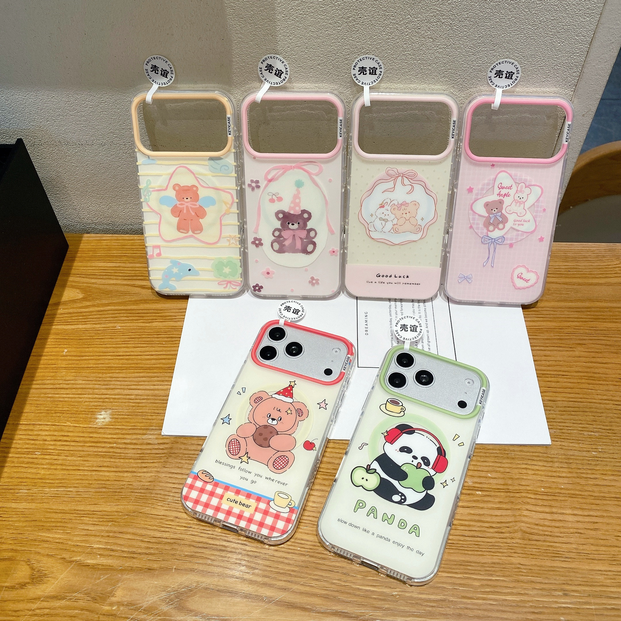 侧颜KEYICASE小熊猫咪适用iphone苹果17promax卡通16pro可爱15女生电容相机键磨砂抗指纹磁吸边框带图手机壳