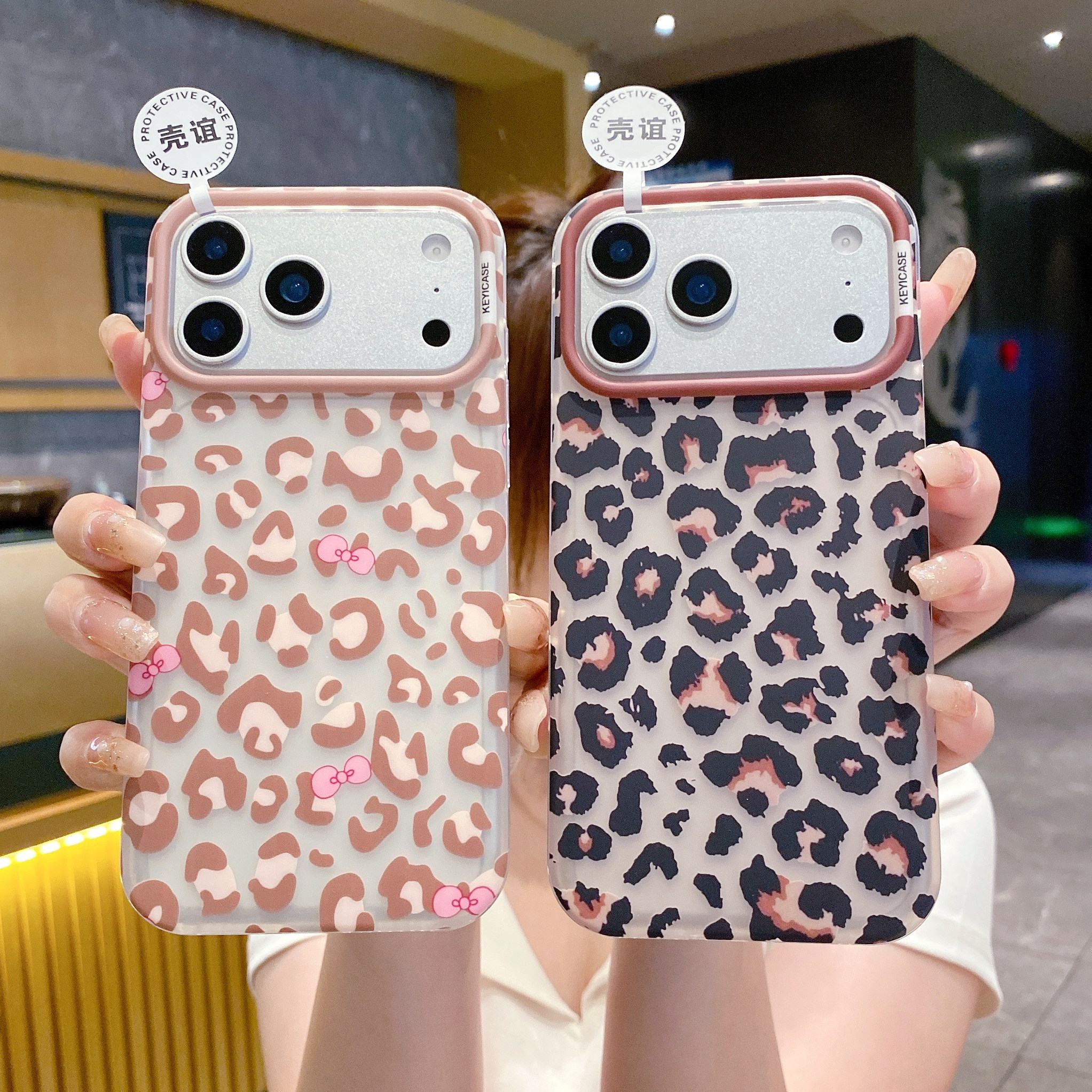 壳谊KEYICASE豹纹ins性感适用iphone18苹果17pro男女16包拍照AI键15promax可爱卡通14小众13磨砂抗指纹手机壳