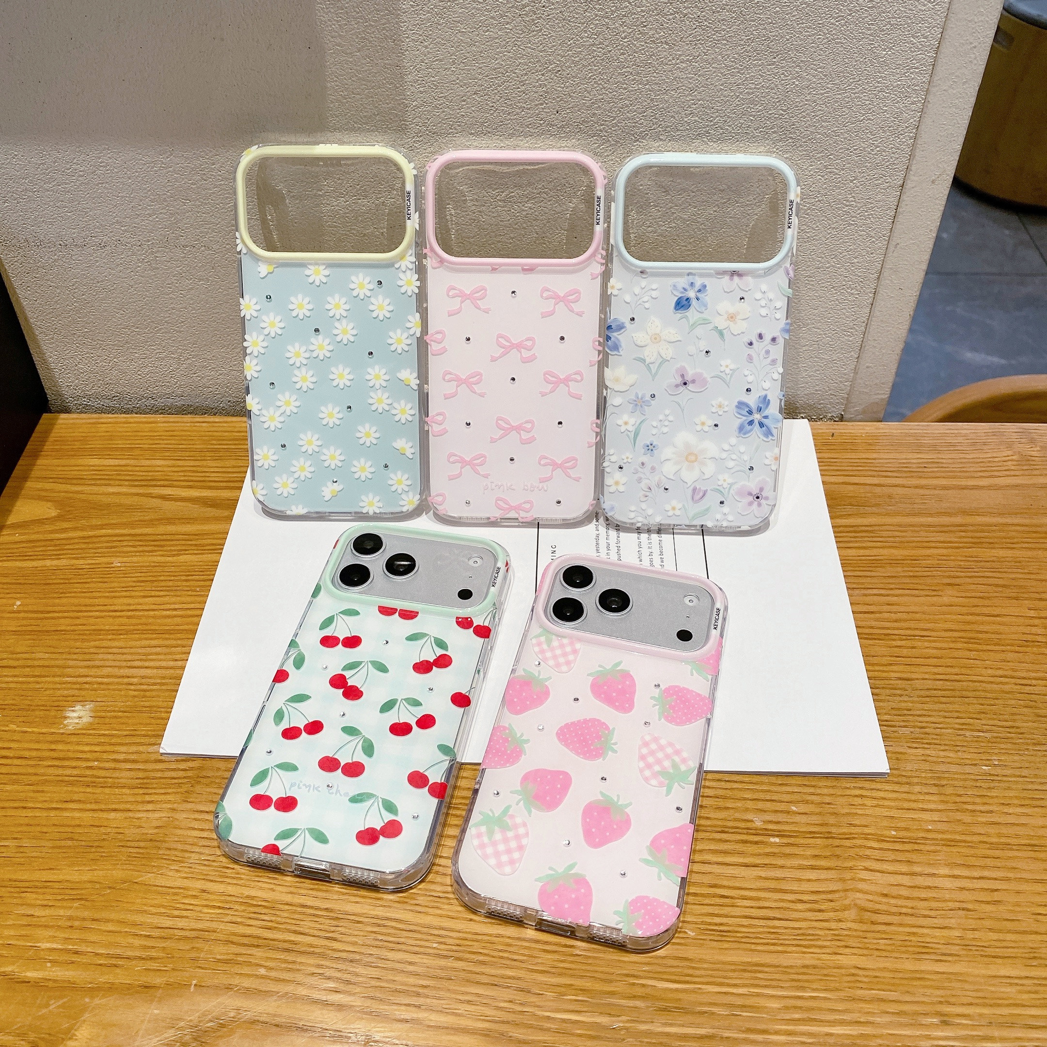 壳谊KEYICASE镶钻双层IMD适用iphone苹果18promax少女生17pro包ai键16气质15小众14碎花13樱桃草莓轻薄手机壳
