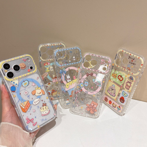 精孔细闪LEKAIKU小动物派对适用iphone苹果17promax可爱16pro卡通15全包相机ai金属独立键气囊防摔磁吸手机壳
