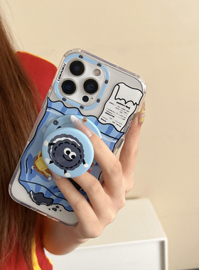 蓝色奥利奥饼干双层IMD适用iphone17pro苹果16promax卡通15女生可爱小众ins相机AI键全包同款磁吸支架手机壳