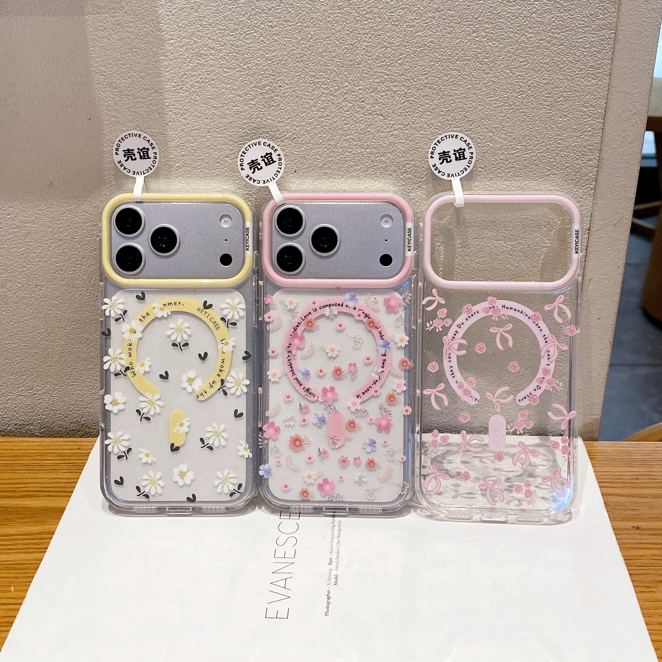 壳谊小邹菊碎花蝴蝶结适用iphone苹果17promax温柔16pro小众15个性14甜美13女生包相机ai键IMD轻薄磁吸手机壳