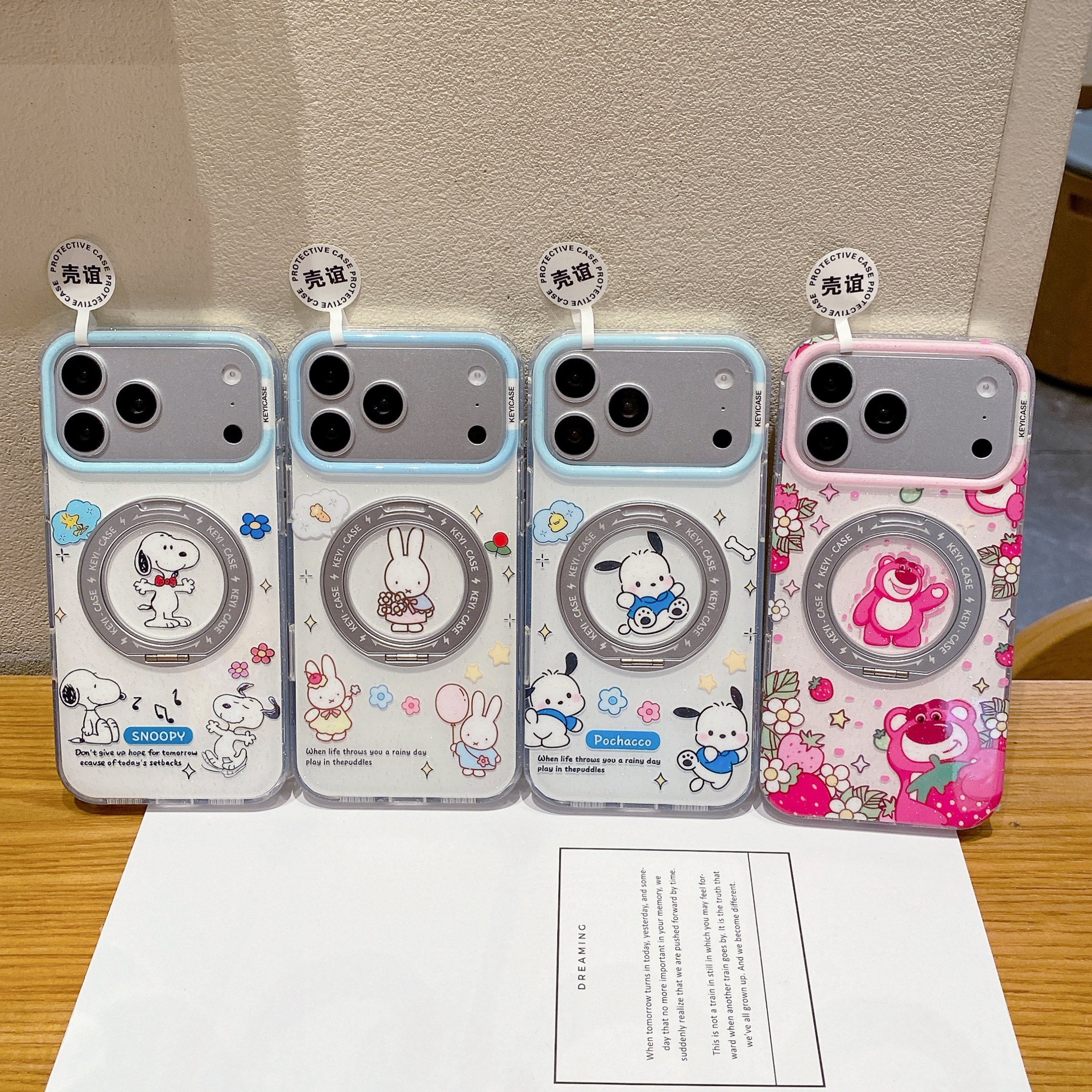 【壳谊】草莓熊吏努比适用iphone苹果17promax卡通16pro小众15可爱14男女13包相机ai键360旋转横竖支点手机壳