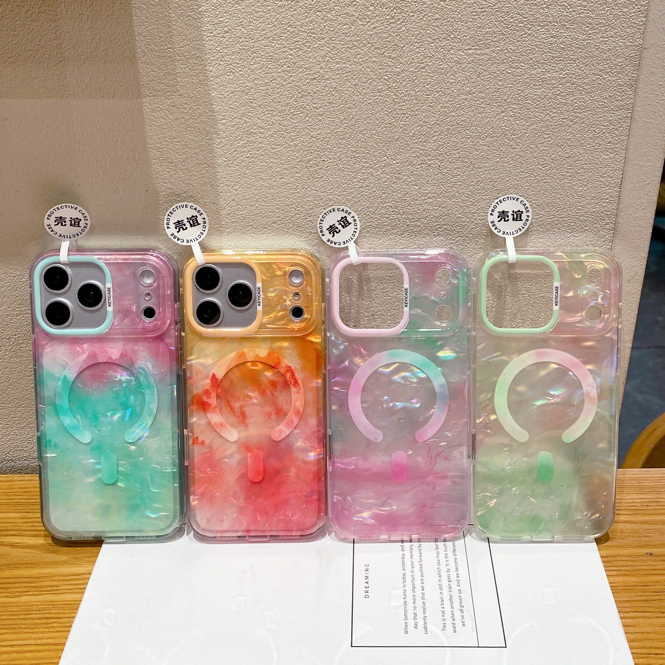 壳谊/晕染彩色贝母iphone苹果17promax时尚16pro小众15个性14创意13女生ins包相机ai键双层IMD防刮磁吸手机壳