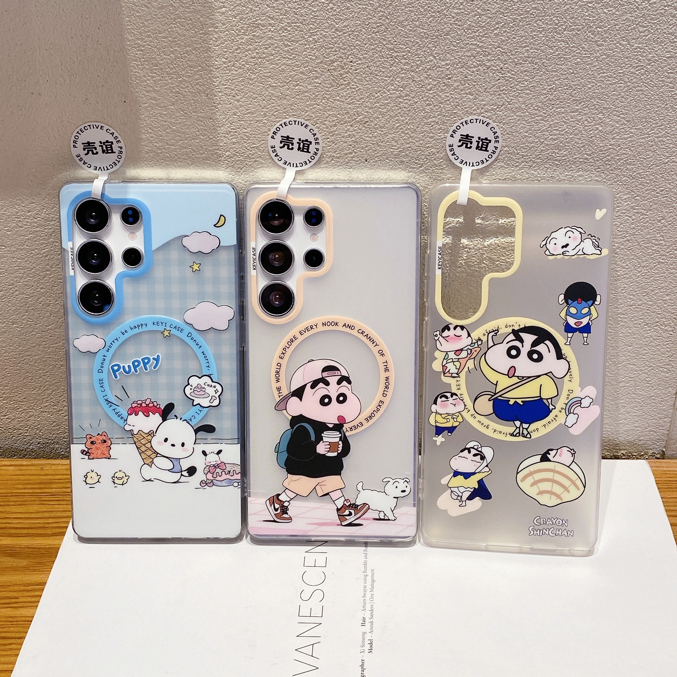 蜡笔小新小狗kitty猫ins适用三星GalaxyS25+小众24plus女生23ultra可爱22卡通双层IMD磨砂不粘指纹磁吸手机壳
