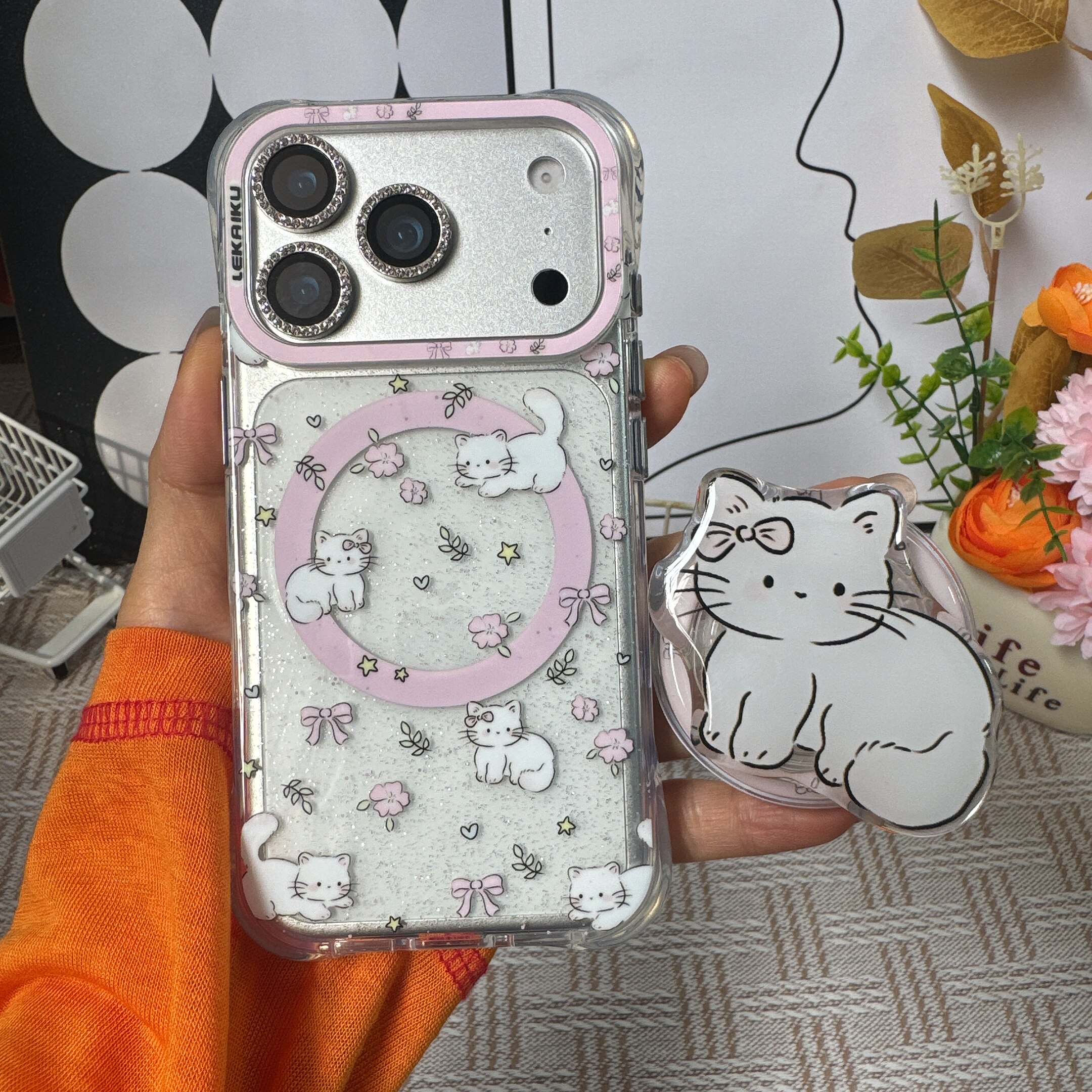 ins乐开酷LEKAIKU动物适用iphone18苹果17promax可爱16pro卡通女生包相机ai键细闪双层IMD四角防摔磁吸手机壳