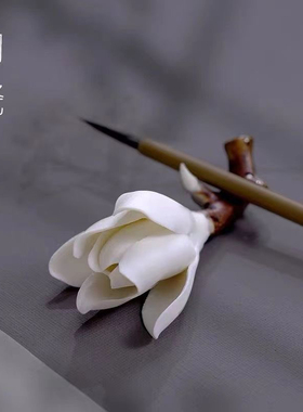 陶瓷玉兰工艺传统手工捏制瓷花木兰花插线香 香插小摆件笔架简约