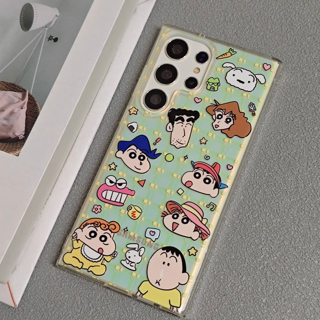 镭射渐变卡通小新合集适用三星s23ultra手机壳新款外壳专用壳s24u防摔s22+保护套a55全包壳子s25超薄小众高级