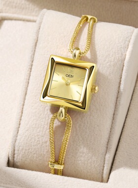 小高级感女表简约小方盘合金手链表女士中古风石英手表nsb