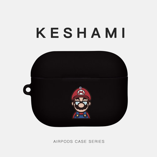 keshami 适用苹果AirpodsPro3/Pro2/Airpods4 全包磨砂耳机壳保护壳黑底M红头像