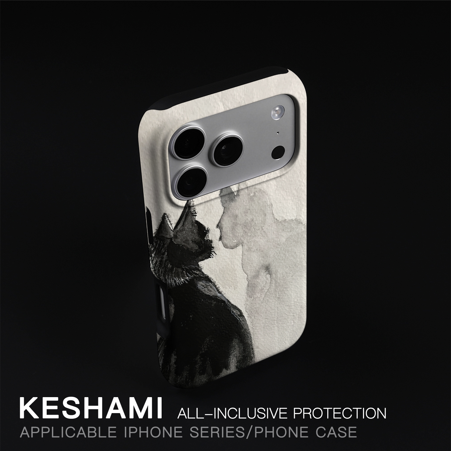 Apple苹果水墨猫树脂卡通潮流简