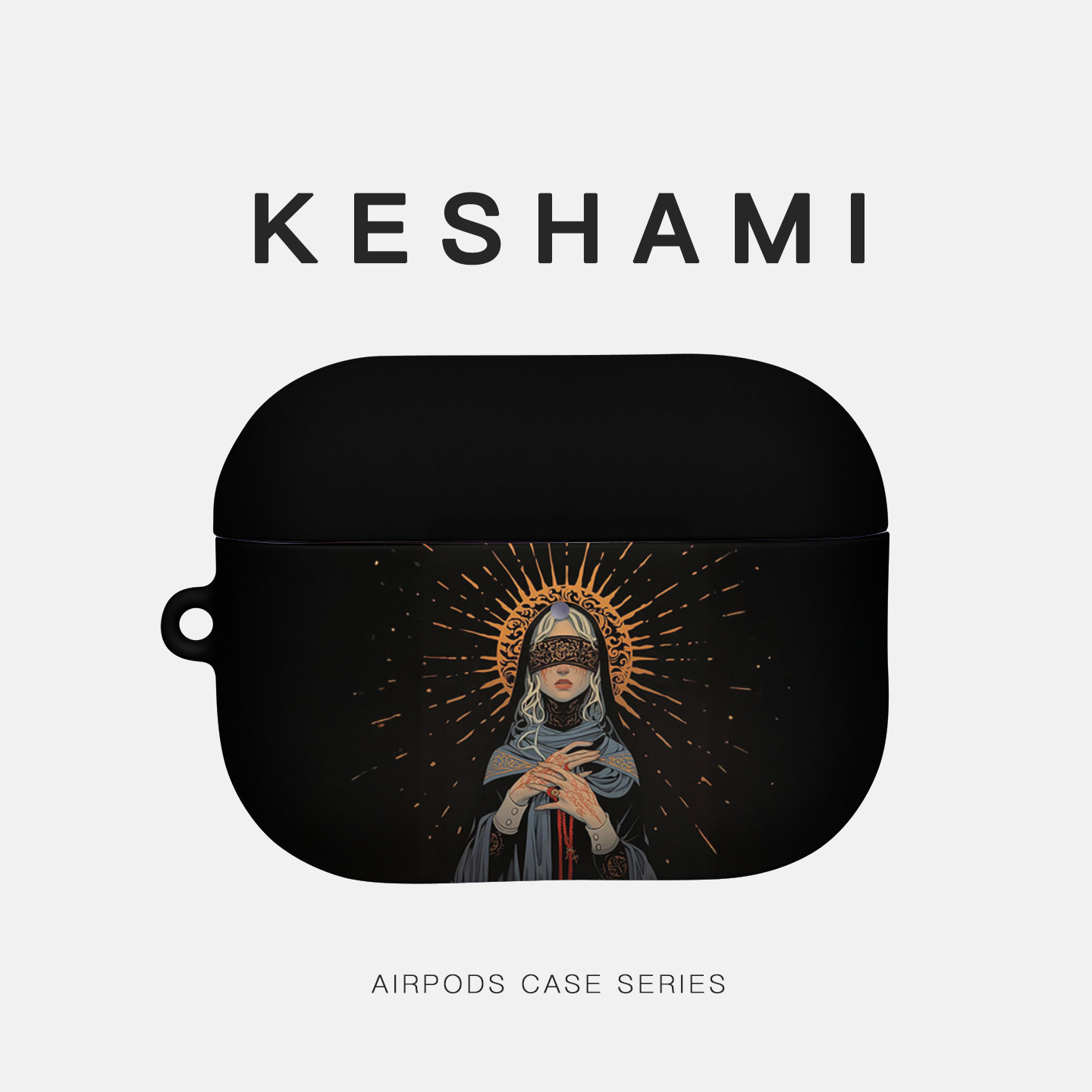 keshami 适用苹果AirpodsPro3/Pro2/Airpods4 全包磨砂耳机壳保护壳蒙眼圣母,3C数码配件,耳机保护套,淘宝优惠券,粉丝福利购,淘宝优惠卷