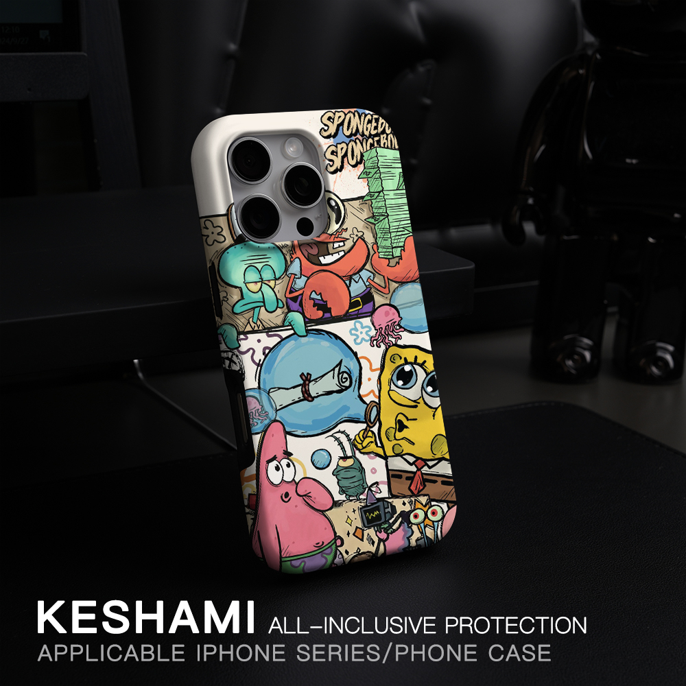 keshami适用苹果17promax/16pro手机壳带磁吸磨砂硬壳新款个性潮男女全包防摔高端15pro/14pro吹泡泡海绵