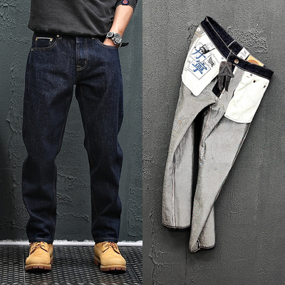美式复古重磅原色丹宁牛仔裤男