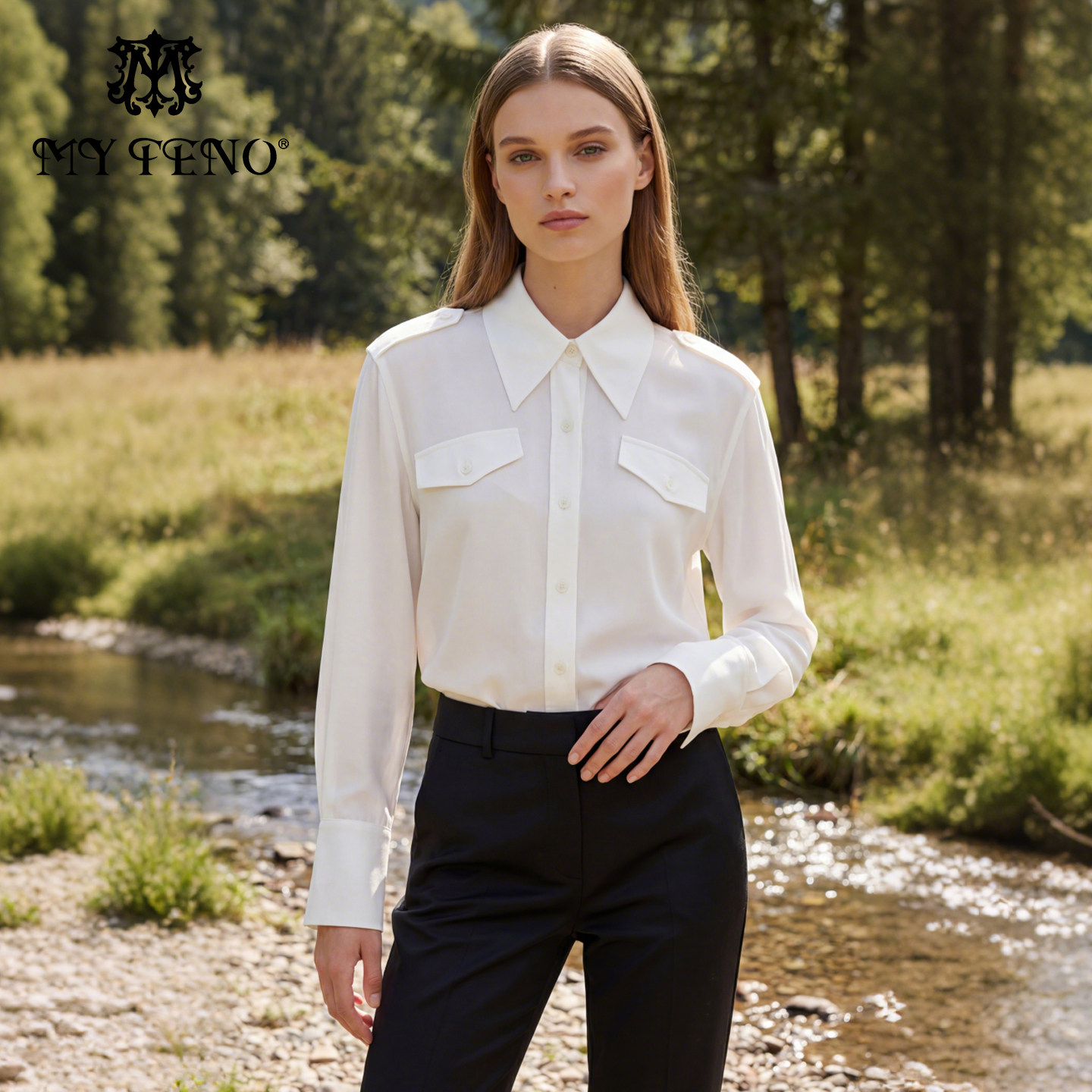 马天奴夏季新款100%桑蚕丝纯色长袖衬衫真丝衫气质上衣衬衣时尚