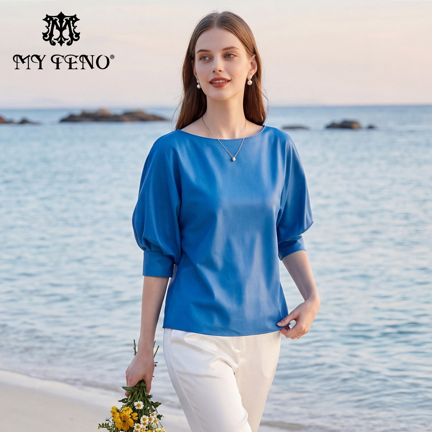 马天奴夏季新款一字领设计感衬衫五分袖气质女装短款上衣时尚百搭