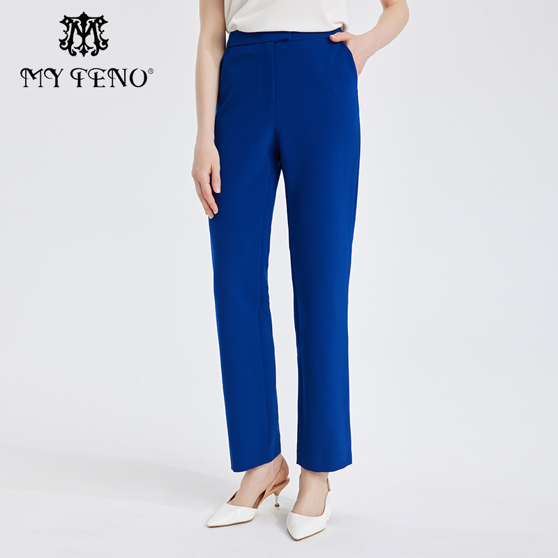 馬天奴藍色直筒西裝褲長褲通勤