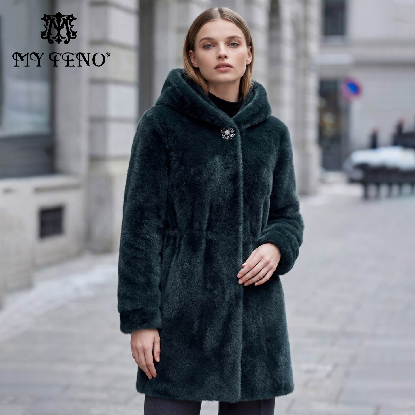 马天奴2025冬新款连帽钻扣收腰金貂绒外套仿皮草轻奢保暖时尚女装,女装/女士精品,短外套,淘宝优惠券,粉丝福利购,淘宝优惠卷