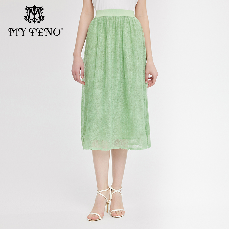 马天奴松紧腰百搭蕾丝半身裙