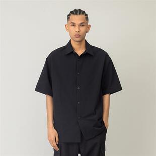 高街透气凉感短袖 潮牌休闲简约男士 衬衫 新款 衬衣 男夏季 美式