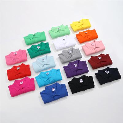 彩色短袖polo衫宽松透气翻领t恤网球衫闺蜜装团建男女工装班服