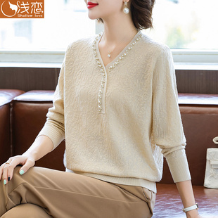 妈妈洋气打底上衣服中年女装春装2026新款毛衣中老年春秋针织小衫