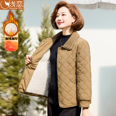 妈妈秋冬装洋派棉服中年女装新款棉袄中老年过年衣服加厚棉衣外套