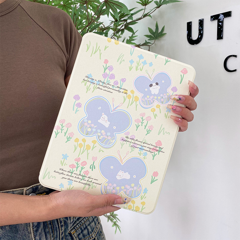 卡绮碎花适用苹果iPad保护套Pro11寸防弯air6保护壳5旋转10代Air4/3防摔10.9平板套10.2笔槽Pro12.9英寸mini