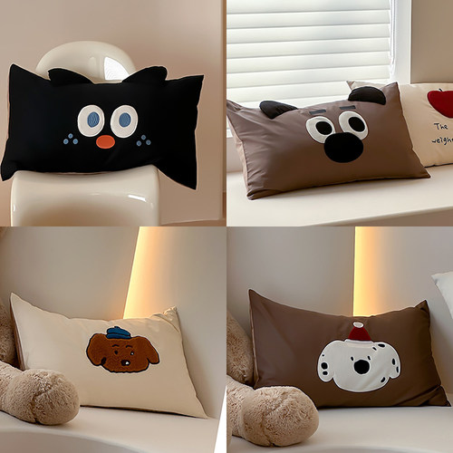 春夏季卡通刺绣大人枕头套100支贡缎纯棉枕套凉感全棉成人48X74