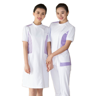 范妮采斯护士服白大褂春夏连衣裙分体套装女美容美体师工作服弹力