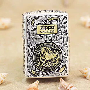 zippo之宝打火机盔甲错金银十二生肖唐草蛇防风煤油火机男士礼物