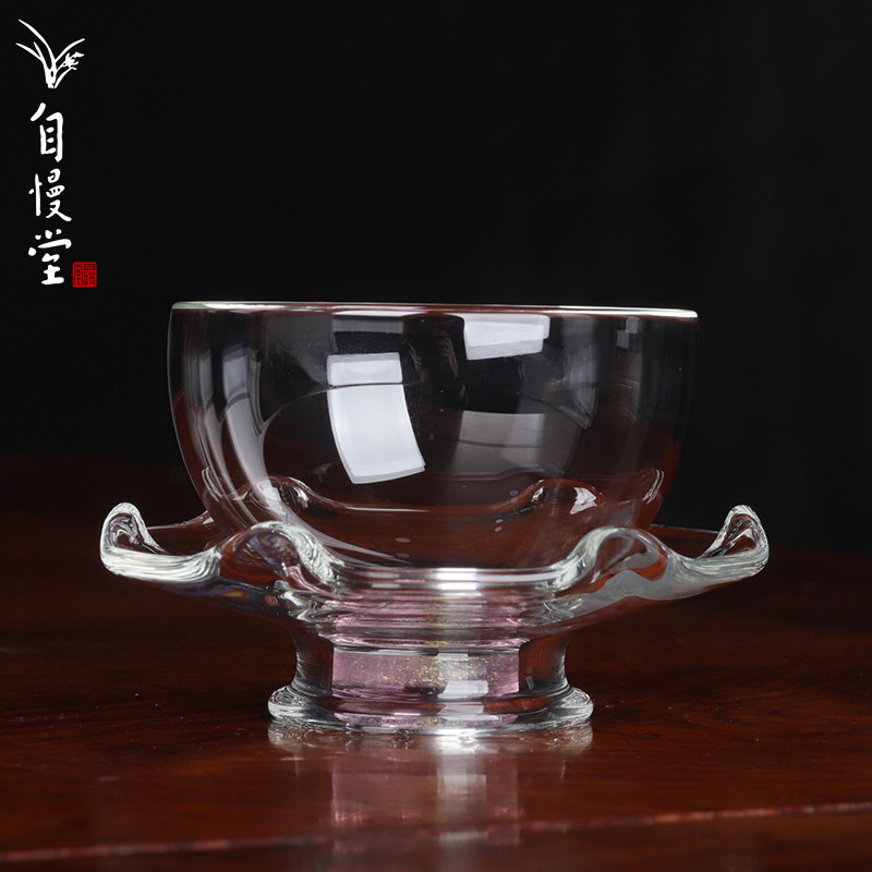 自慢堂玻璃粉红亮片圆满杯组茶杯