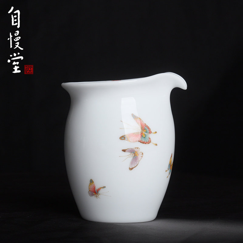 自慢堂瓷器釉下彩蝴蝶高茶盅公杯