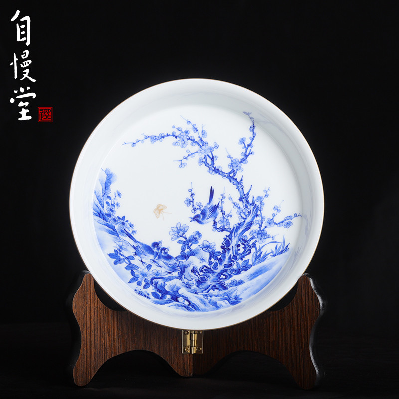 台湾自慢堂瓷器喜上眉梢手绘壶承