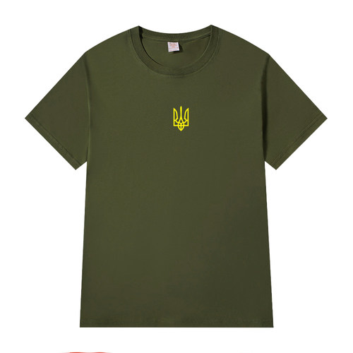 乌克兰三叉戟LOGO印花纯棉T恤