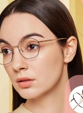 花雨伞钛合金眼镜框女款近视可配度数小脸显瘦眼镜架圆框19014