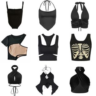 Sleeveless Y2K Women Sexy Goth 90s Aesthetic Top Cami Black