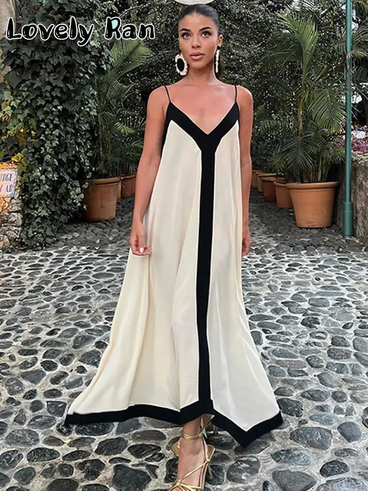 Elegant Suspender Maxi Dress Women's Sexy Summer Sling Beach