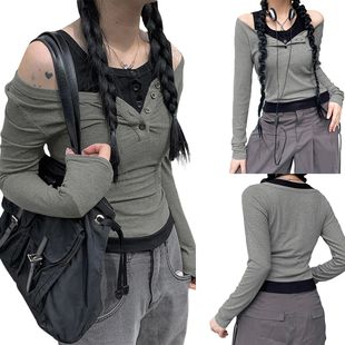 Contrast Long Sleeve Knit Women Color Casual ops Pullover