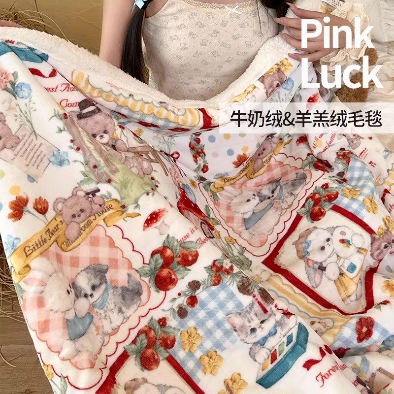 洛丽塔可爱羊羔绒毛毯冬季加厚办公室午睡披肩毯子牛奶绒沙发盖毯,床上用品,休闲毯/毛毯/绒毯,淘宝优惠券,粉丝福利购,淘宝优惠卷