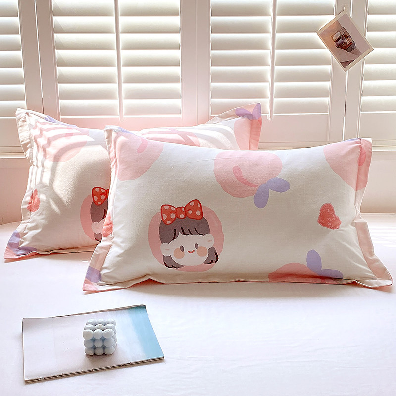 纯棉枕套48x74cm一只装 成人单人宿舍信封式枕套包邮