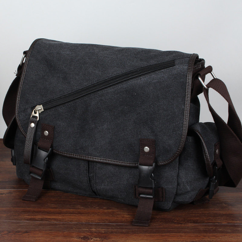 复古帆布包休闲单肩包斜挎包男女潮流学院风包邮差包横款单肩斜挎