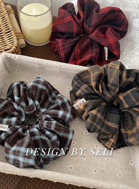 yonlan风格纹复古慵懒法式简约秋冬新款大肠发圈毛毛绒超大号18CM