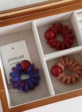 红色球球羊粘毛电话发圈少女心扎头发绳丸子头马尾头绳超仙皮筋