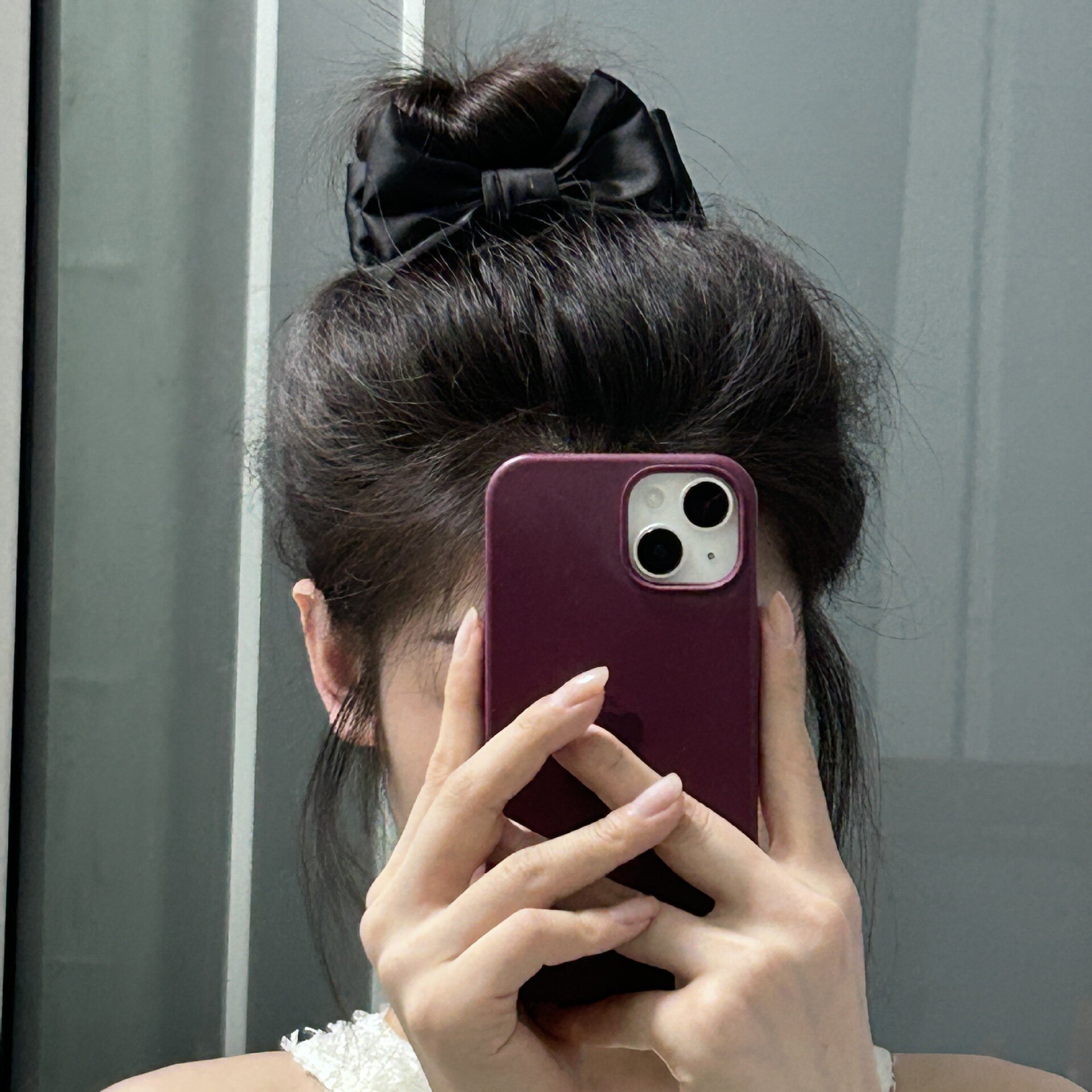 黑色双面蝴蝶结抓夹发饰丸子夹女后脑勺发夹大号公主头高马尾发卡